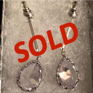 Tear Drop silver sparkling earrings (SOLD)